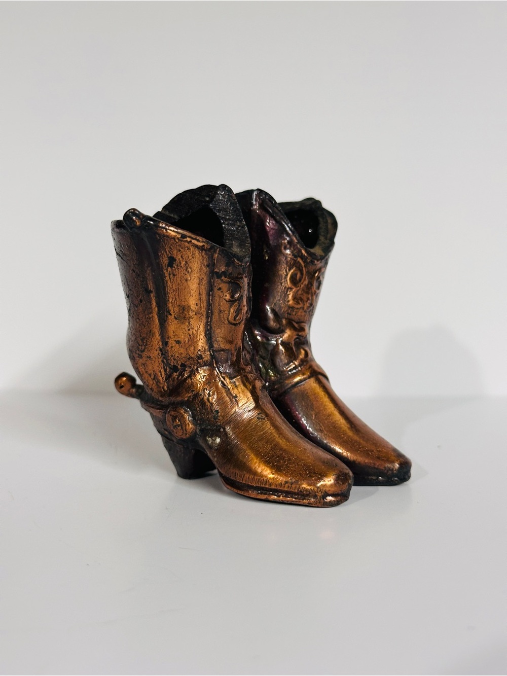 Miniature Figurine Cast Metal Bronze Copper Cowboy Boots Western